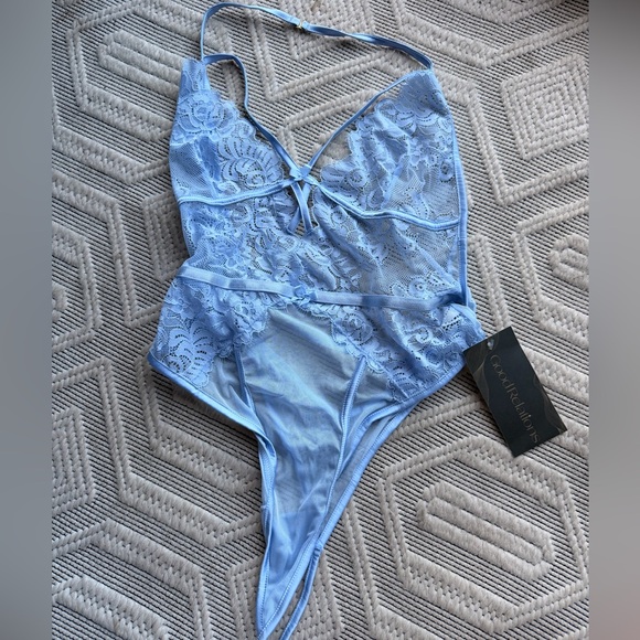 Roma Other - NWT Roma Confidential Lace Halter Bodysuit – Light Blue – Size S/M